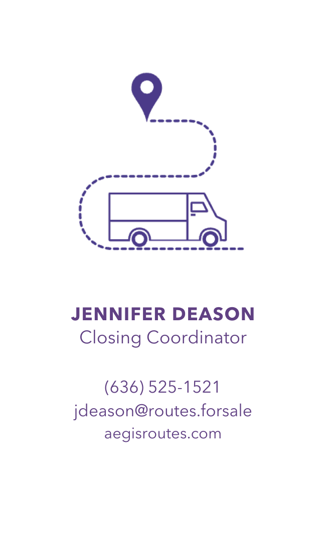 Business Card for Aegis FedEx Route Consultants Closing Coordinator